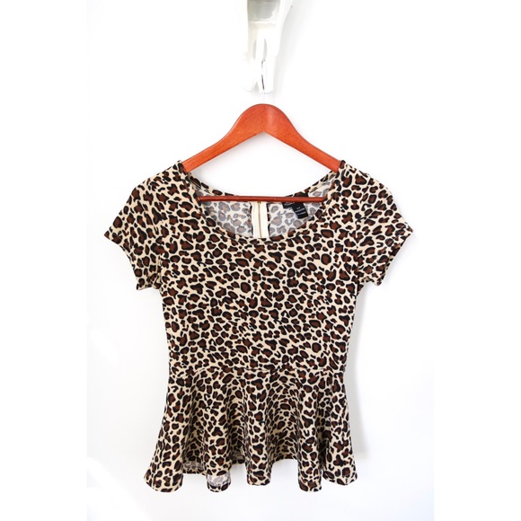 Cheetah Print Peplum Shirt - Picture 2 of 5